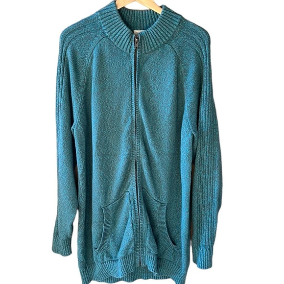 The Territory Ahead Men’s XLT Space Dye Teal Zip Up Knit Cardigan - Picture 1 of 8